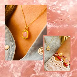 Bijoux plaqué or avec pierre quartz rose
