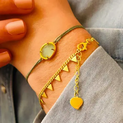 Bijoux plaqué or avec pierre naturelle calcédoine